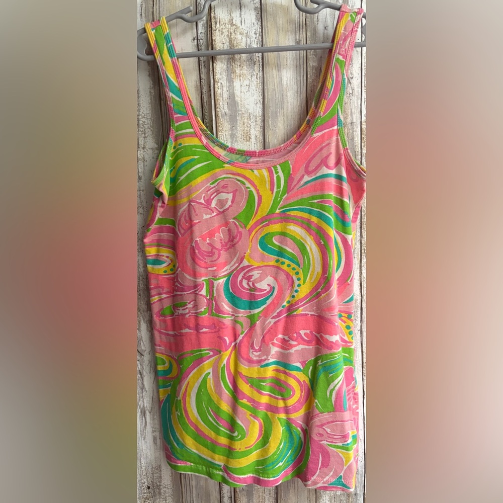 Lilly Pulitzer Pink and Green Patterned Top SIZE XXS